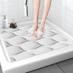 Shower Mat Non-Slip, 24x 24 Inch Square, Soft Comfort Bath Mats with Drainage Holes, PVC Loofah Massage Shower Floor Mat for Shower, Bathroom, Wet Areas, Quick Drying