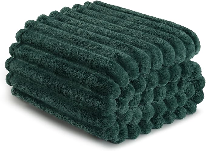 Exclusivo Mezcla Queen Size Flannel Fleece Blanket, Super Soft Striped Jacquard - Image 6