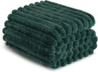 Exclusivo Mezcla Queen Size Flannel Fleece Blanket, Super Soft Striped Jacquard - Image 6
