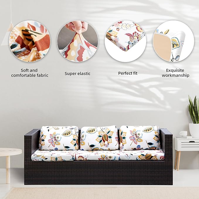 8Pcs Stretch Patio Cushion Covers, Outdoor Couch Covers Replacement, Outdoor - Image 3
