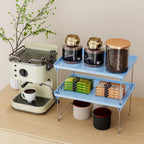 STARLATTA 2 Pcs Blue Countertop Cabinet Organizer Shelf