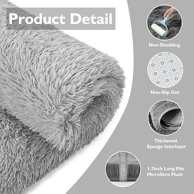 8x10 Fluffy Area Rugs for Living Room, Shag Area Rug for Bedroom - Image 3