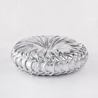 HIG Set of 2 Handcrafted Silver Ruched Round Throw Pillows – 14.5’’ Metallic - Image 6