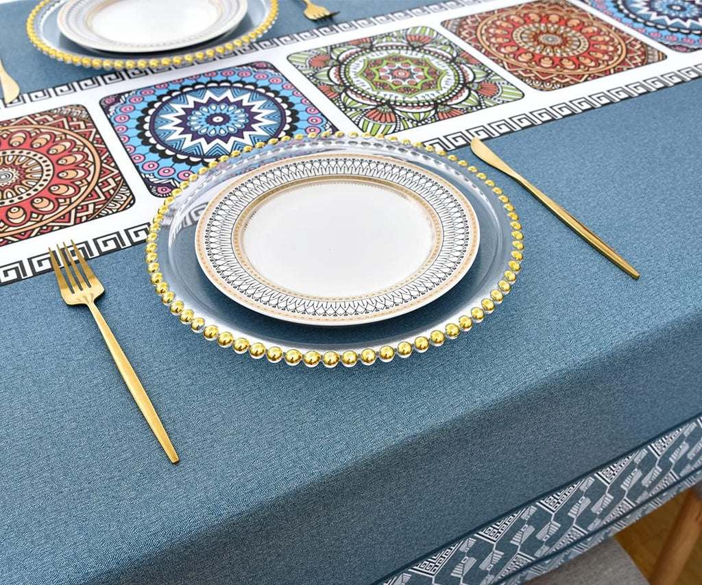 Zobesta Blue Vinyl Tablecloths for Rectangle Tables 55x86 Outdoor PVC