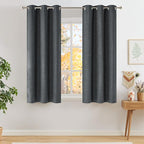 NICETOWN Short Faux Linen Charcoal Gray Blackout Curtains 63 inches Long by NICETOWN