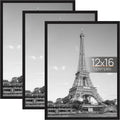 upsimples 12x16 Poster Frame, Easy Slide-In Assembly, Black, 3 Pack
