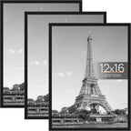 upsimples 12x16 Poster Frame, Easy Slide-In Assembly, Black, 3 Pack