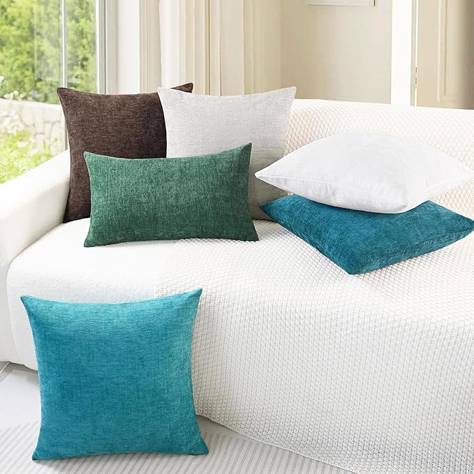 CaliTime Throw Pillow Covers Decorative 20 X 20 Inches Pack of 2 Cozy Chenille - Image 4