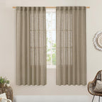LAMIT Linen Curtains 68 Inch Length 2 Panels, Light Filtering Panels Back Tab by LAMIT