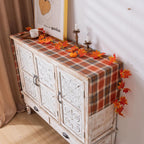 AQOTHES Plaid Fall Thanksgiving Rust Orange Table Runners 90 inches Long