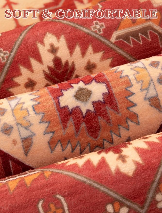 SERISSA Boho Washable Runner Rug, 2x5 Rug Runner Non-Slip Vintage Red Hallway - Image 4