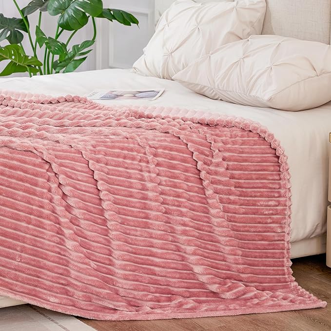 BEDELITE Fleece Blanket Queen Size – 3D Ribbed Jacquard Soft and Warm - Image 7