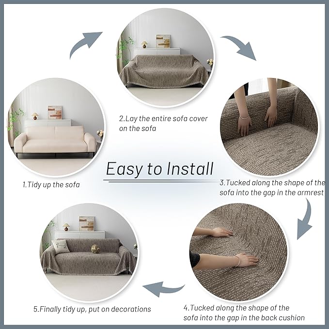 MYSKY HOME Boho Couch Cover Sand Sofa Covers - Image 7