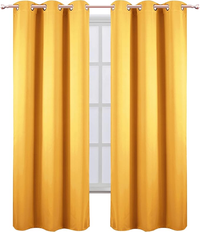 LEMOMO Yellow Thermal Blackout Curtains/42 x 84 Inch/Set of 2 Panels Room - Image 2