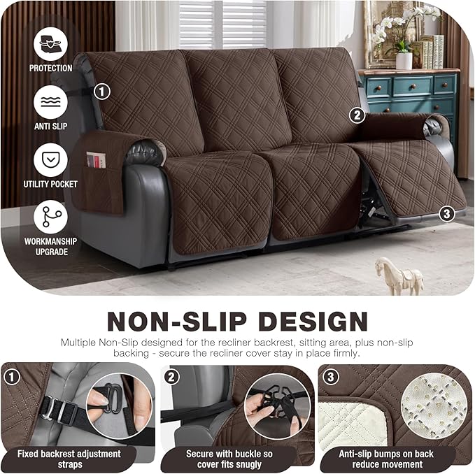 TAOCOCO 100% Waterproof Recliner Sofa Cover, Non Slip Split Couch Covers - Image 5