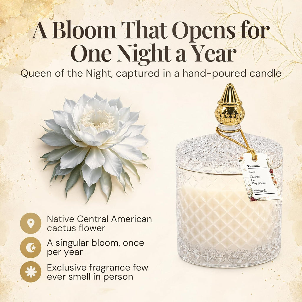 VIONAMI Queen of The Night Rare Flower Fragrance Luxury Scented Candle Gift