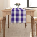 Purple & White 2 Side Buffalo Check Farmhouse Table Runner for Family Dinners or Gatherings Indoor or Outdoor Parties Everyday Use 12" x 72"