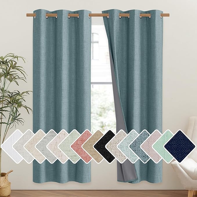 NICETOWN 100% Absolutely Blackout Linen Curtains by NICETOWN