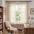 jinchan Evelyn Embroidered Linen Curtains 63 inch Floral Curtains - Image 4