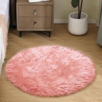 Goolela Pink Round Rug for Girls Bedroom Fluffy Circle Rug 3ft Faux Fur Rug for by Goolela