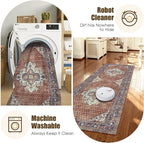 Washable Area Rug 2'6'' x 8' Vintage Traditional Persian Mat - Image 7