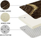 4 Pcs Luxury Marble Shower Curtain Set with Non-Slip Rugs, Toilet Lid Cover and Bath Mat, Gold Foil Brown Bathroom Decor Set with Shower Curtain and Rugs and Accessories