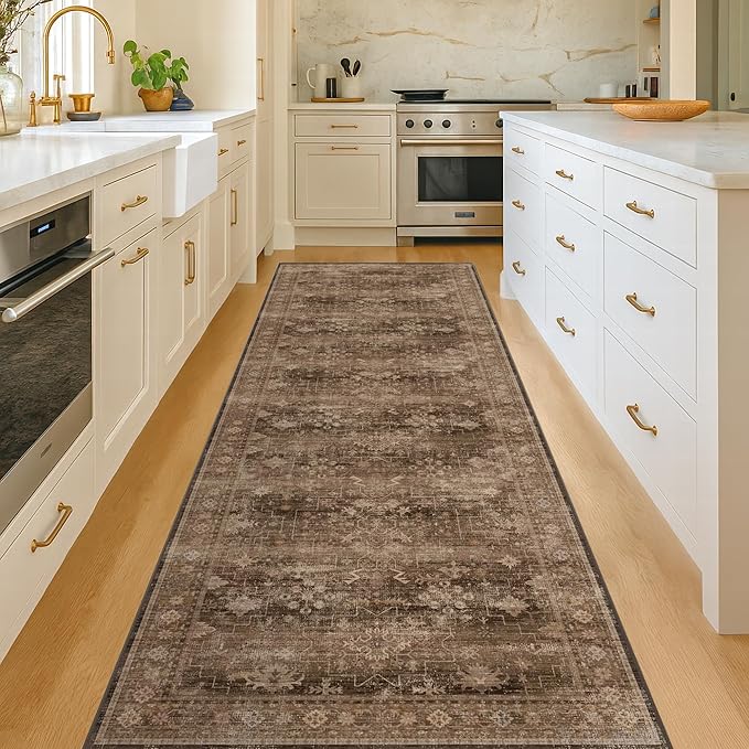 Hazo Haus Brown Earthy Boho Washable 3x10 Extra Long Hallway Runner Rug - Image 3