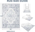 8x10 Area Rugs for Living Room: Washable Rug Vintage Large Rugs Soft Non Slip - Image 2