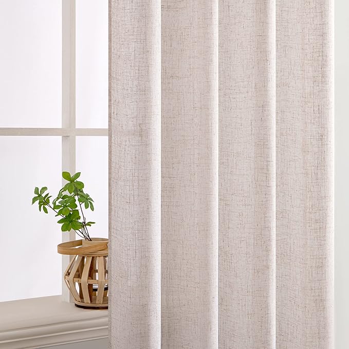 MIULEE Natural White Linen Curtains 72 Inch Length 2 Panels - Image 5