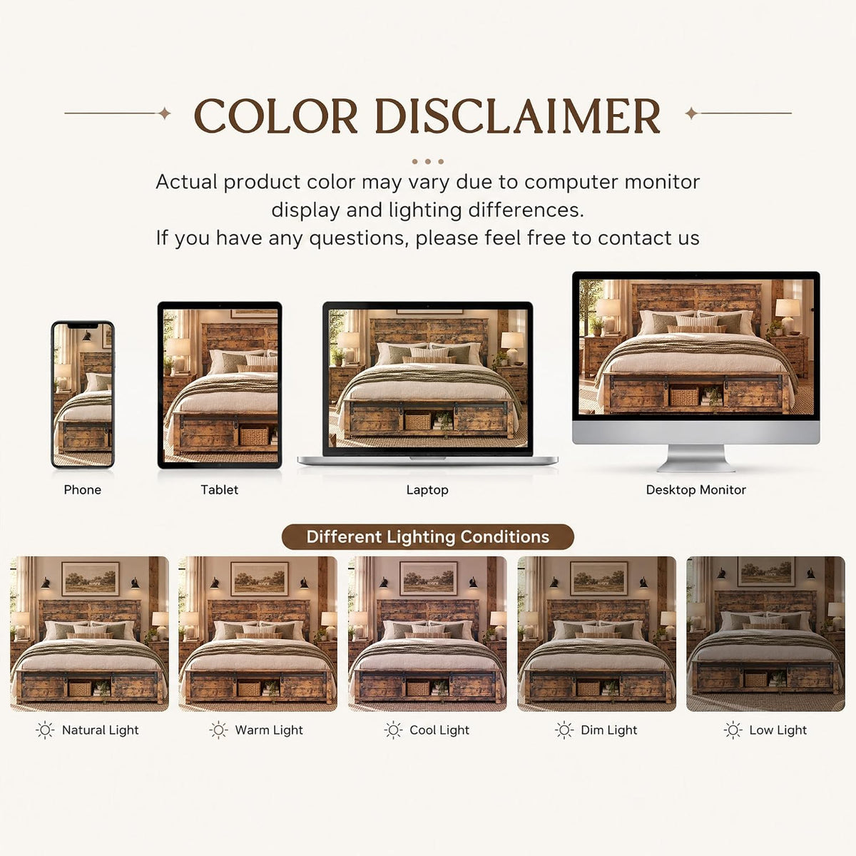 KEIKI Queen Size Bed Frame,Wood Platform Bed Frame with Storage Headboard