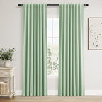 Guken Aqua Green 100% Blackout Linen Curtains 80 Inch Length 2 Panels Set by Guken