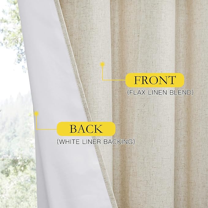 NICETOWN Natural Thick Linen Blend 100% Blackout Curtains - Image 6