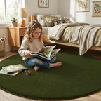 Amearea Olive Green Round Area Rugs 5ft Washable Circle Rugs - Image 4