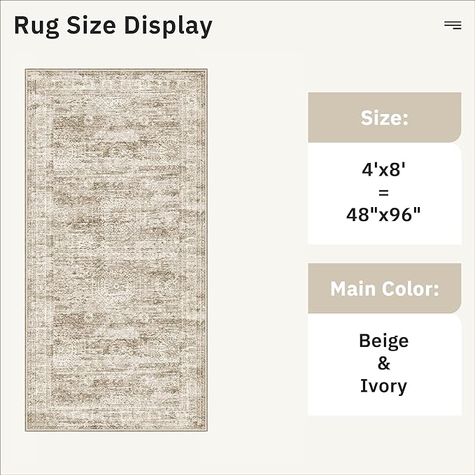 Hallway Runner Rug 4x8 Wide: Washable Thin Runners - Image 5