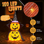 Outvita 2PC Halloween Collapsible Pumpkin Decoration, 150 LED Pop-Up Pumpkin Lamp with Star Cap, 3FT Plug in Halloween Lantern with Metal Stand for Indoor Outdoor Garden Patio Party Decor
