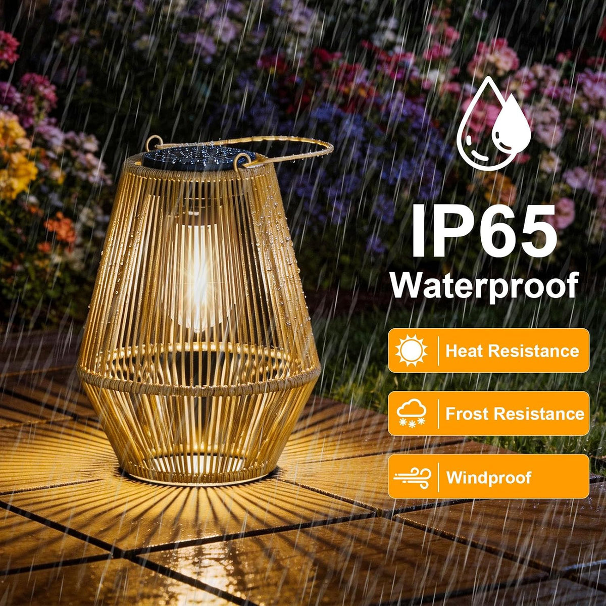 Solar Lanterns Outdoor Waterproof, 2 Pack Hanging Solar Lights for Outside, Auto On/Off Solar Powered Lanterns for Patio Yard Porch Pathway Garden Decor, Warm White