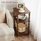 Yoobure Small Side Table - Walnut End Tables Living Room with Spindle Legs