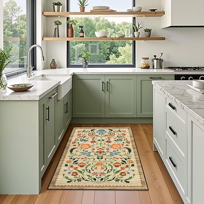 GarveeHome Floral Rug for Entryway 2x3 Rugs Machine Washable Boho Small Area - Image 2