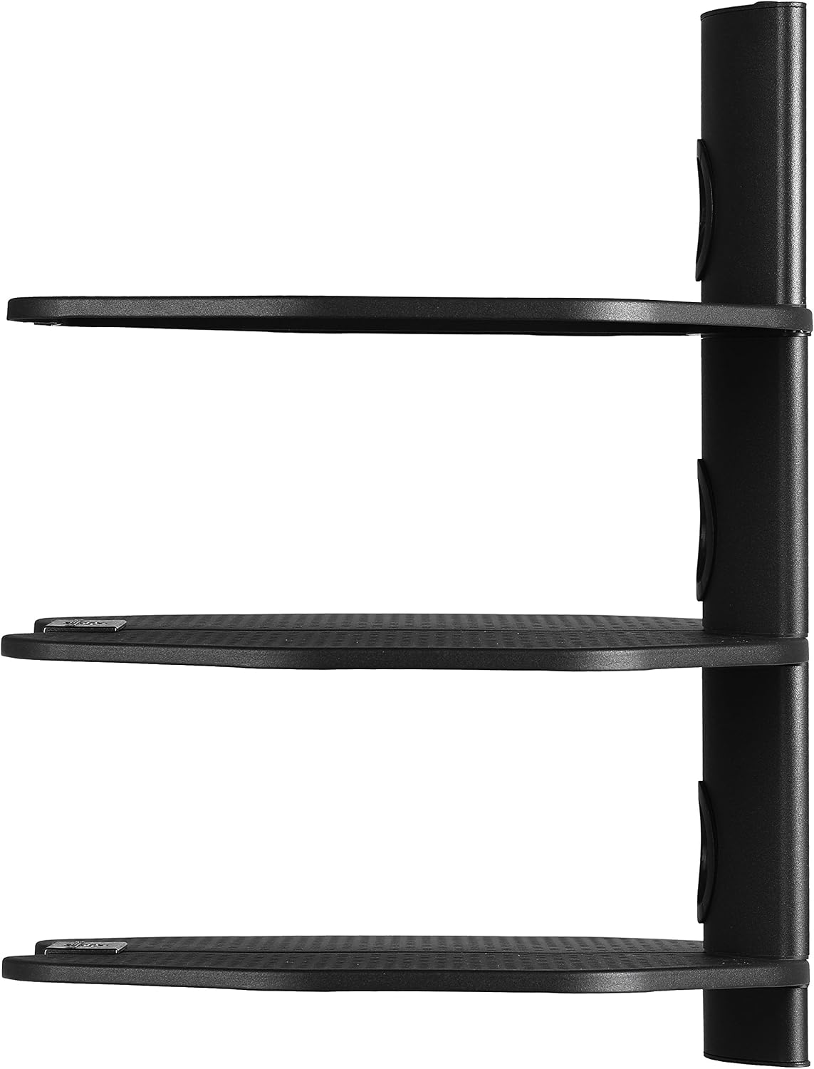 Cheetah TV Wall Mount 3 Shelf Bracket, with 15ft HDMI Cable, Three 18x16-Inch Black Components Shelves Under TV for Cable Box, Blu Ray Player, Stereo AV, AS3B