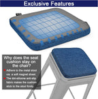BUYUE Friendly Woven Fabric Magnetic Bar Stool Cushions Set of 4, Enhanced Anti-Slip Breathable Small Chair Seat Pads for Café Bistro Stackable Metal Stools (Square, Dark Blue, 4 Counts)