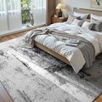 Living Room Rug 7x10 Ink Black Area Rugs Machine Washable Abstract Boho Large - Image 2