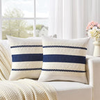 Fancy Homi Set of 1 Navy Blue Decorative Throw Pillow Covers 20x20 Inch - Image 2