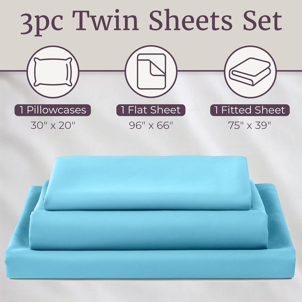 Lavish Home Brushed Microfiber Sheet Set, Light Blue, 3 Piece, Twin