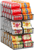 3 Pack Can Storage Organizer For Pantry,Stackble Widen Can Holder Rack With 3 Adjustable Dividers, Can Dispensers For Soup Soda Canned Food Water Bottle, Pop Drink Organizers for Cabinet Shelf