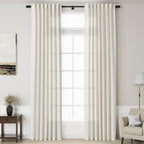Cream Linen Curtains 123 Inches Long by Nanspring