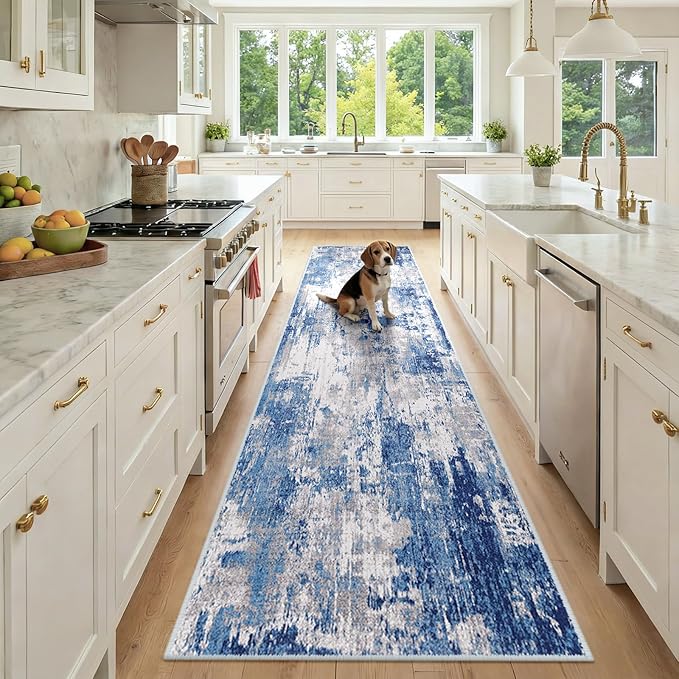 Washable Area Rugs 2'6''x10 Non-Slip Modern Abstract Soft by RELEANY