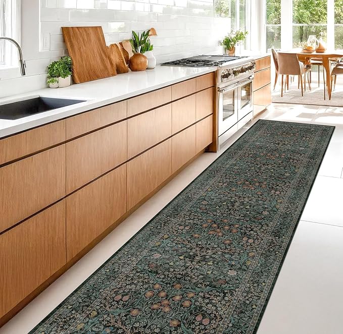 Dark Green Washable 3x12 Extra Long Runner Rug - Image 6