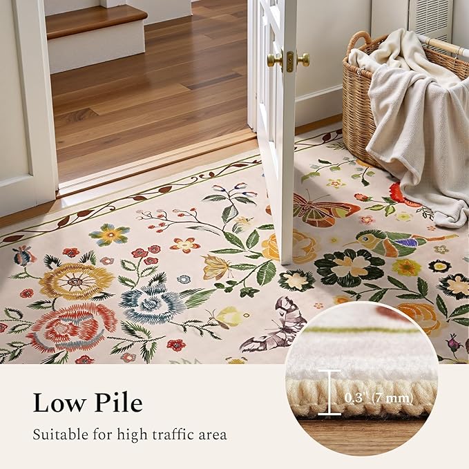 Rugflix 5x7 Washable Area Rug for Living Room, Soft Non Slip Low Pile Carpet - Image 2