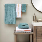 SKL Home CloudSoft/Modesto Stripe Bath Towel Set, 6-Piece, Teal/Multi