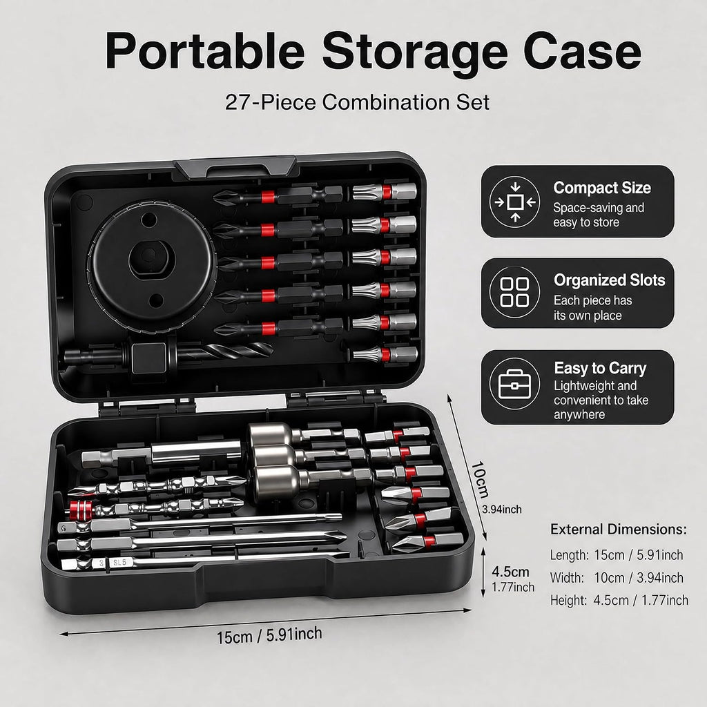 27‑in‑1 Magnetic Screwdriver Bit Set, Hex Socket Tool Kit